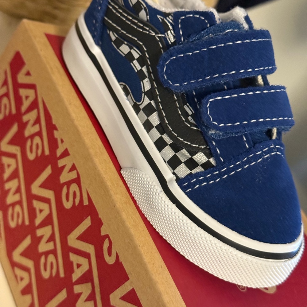 Vans Toddler Shoes in Blue and Black Checkered